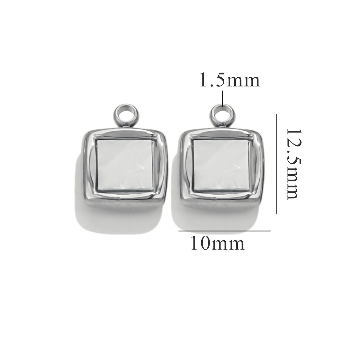 Silver color / 1 Piece Simple Retro Style Square Shape Stainless Steel  Gold Color Women's Pendant Picture7